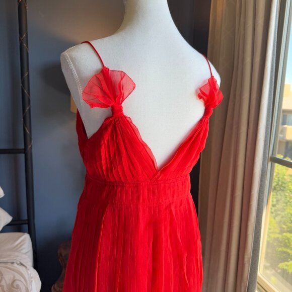 Red 100% Silk Club Monaco Mini Cocktail Dress - Picture 7 of 15